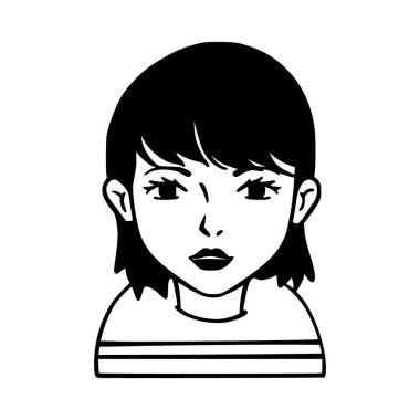 İnsanlar avatar ikonu. Kız Avatar Doodle. Sosyal medya ve ağ oluşturma, kullanıcı profili, web sitesi ve uygulama tasarımı ve geliştirmesi için vektör illüstrasyon karakterleri, kullanıcı profili simgeleri.