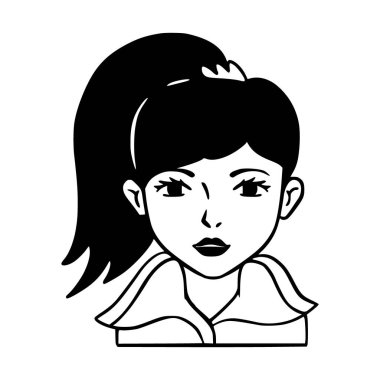 İnsanlar avatar ikonu. Kız Avatar Doodle. Sosyal medya ve ağ oluşturma, kullanıcı profili, web sitesi ve uygulama tasarımı ve geliştirmesi için vektör illüstrasyon karakterleri, kullanıcı profili simgeleri.