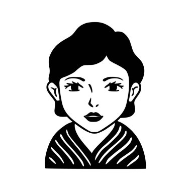 İnsanlar avatar ikonu. Kız Avatar Doodle. Sosyal medya ve ağ oluşturma, kullanıcı profili, web sitesi ve uygulama tasarımı ve geliştirmesi için vektör illüstrasyon karakterleri, kullanıcı profili simgeleri.