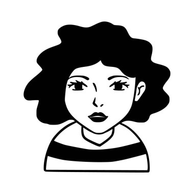 İnsanlar avatar ikonu. Kız Avatar Doodle. Sosyal medya ve ağ oluşturma, kullanıcı profili, web sitesi ve uygulama tasarımı ve geliştirmesi için vektör illüstrasyon karakterleri, kullanıcı profili simgeleri.