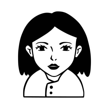 İnsanlar avatar ikonu. Kız Avatar Doodle. Sosyal medya ve ağ oluşturma, kullanıcı profili, web sitesi ve uygulama tasarımı ve geliştirmesi için vektör illüstrasyon karakterleri, kullanıcı profili simgeleri.