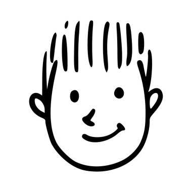 Karalama çocukları beyaz arka planda izole edilmiş karikatür başlığı çizimleri. Erkek ya da kız ikon portreleri.