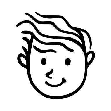 Karalama çocukları beyaz arka planda izole edilmiş karikatür başlığı çizimleri. Erkek ya da kız ikon portreleri.