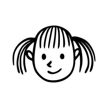 Karalama çocukları beyaz arka planda izole edilmiş karikatür başlığı çizimleri. Erkek ya da kız ikon portreleri.