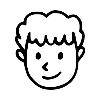 Karalama çocukları beyaz arka planda izole edilmiş karikatür başlığı çizimleri. Erkek ya da kız ikon portreleri.