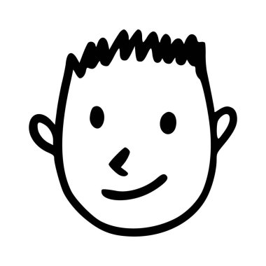 Karalama çocukları beyaz arka planda izole edilmiş karikatür başlığı çizimleri. Erkek ya da kız ikon portreleri.