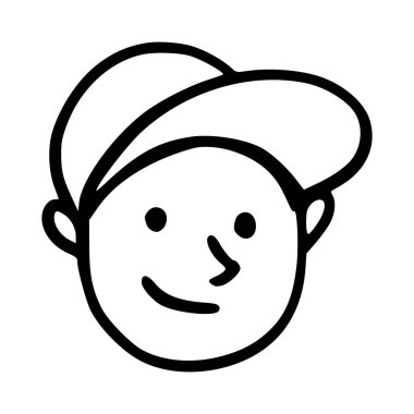 Karalama çocukları beyaz arka planda izole edilmiş karikatür başlığı çizimleri. Erkek ya da kız ikon portreleri.