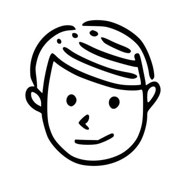 Karalama çocukları beyaz arka planda izole edilmiş karikatür başlığı çizimleri. Erkek ya da kız ikon portreleri.