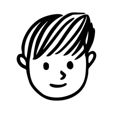 Karalama çocukları beyaz arka planda izole edilmiş karikatür başlığı çizimleri. Erkek ya da kız ikon portreleri.