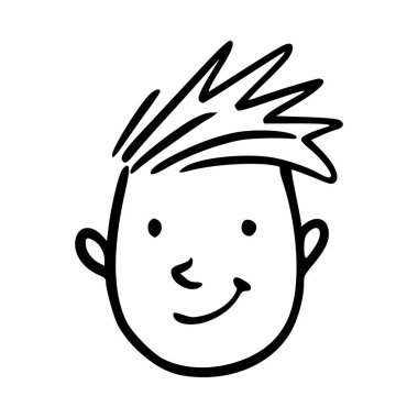 Karalama çocukları beyaz arka planda izole edilmiş karikatür başlığı çizimleri. Erkek ya da kız ikon portreleri.