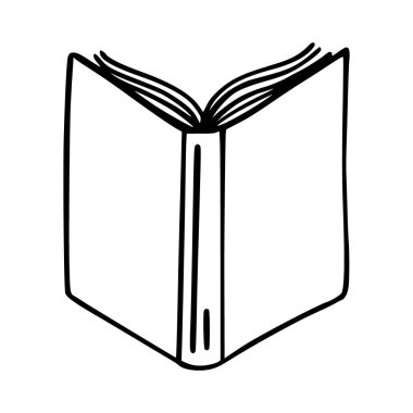 El çizimi kitap karalama unsuru, eğitim sembolleri. Kitap mağazası, okuma kulübü, öğrenme, kütüphane, Doodle Illustration tarzı için vektör illüstrasyonu.