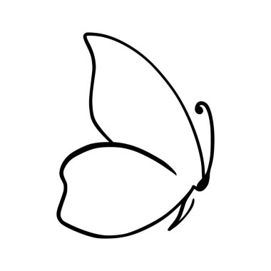 Beyaz arka planda kelebek ikonu, çizgi tarzı, vektör illüstrasyonu. Kelebek dövmesi, Kelebek Çizgisi İllüstrasyonu. 