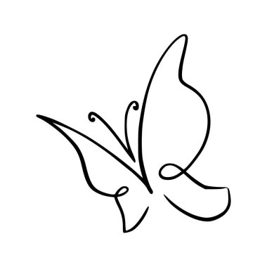 Beyaz arka planda kelebek ikonu, çizgi tarzı, vektör illüstrasyonu. Kelebek dövmesi, Kelebek Çizgisi İllüstrasyonu. 