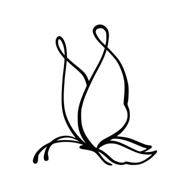 Beyaz arka planda kelebek ikonu, çizgi tarzı, vektör illüstrasyonu. Kelebek dövmesi, Kelebek Çizgisi İllüstrasyonu. 