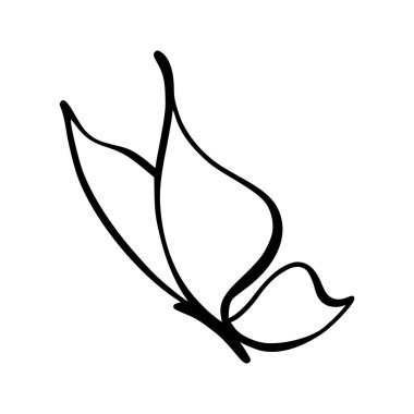 Beyaz arka planda kelebek ikonu, çizgi tarzı, vektör illüstrasyonu. Kelebek dövmesi, Kelebek Çizgisi İllüstrasyonu. 