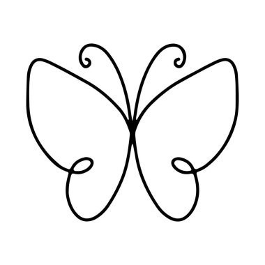 Beyaz arka planda kelebek ikonu, çizgi tarzı, vektör illüstrasyonu. Kelebek dövmesi, Kelebek Çizgisi İllüstrasyonu. 