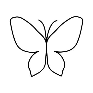 Beyaz arka planda kelebek ikonu, çizgi tarzı, vektör illüstrasyonu. Kelebek dövmesi, Kelebek Çizgisi İllüstrasyonu. 