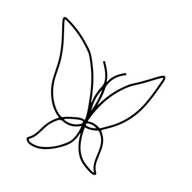 Beyaz arka planda kelebek ikonu, çizgi tarzı, vektör illüstrasyonu. Kelebek dövmesi, Kelebek Çizgisi İllüstrasyonu. 