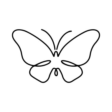 Beyaz arka planda kelebek ikonu, çizgi tarzı, vektör illüstrasyonu. Kelebek dövmesi, Kelebek Çizgisi İllüstrasyonu. 