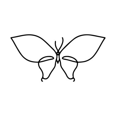 Beyaz arka planda kelebek ikonu, çizgi tarzı, vektör illüstrasyonu. Kelebek dövmesi, Kelebek Çizgisi İllüstrasyonu. 