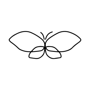 Beyaz arka planda kelebek ikonu, çizgi tarzı, vektör illüstrasyonu. Kelebek dövmesi, Kelebek Çizgisi İllüstrasyonu. 