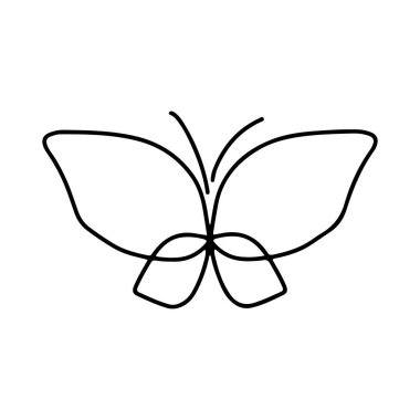 Beyaz arka planda kelebek ikonu, çizgi tarzı, vektör illüstrasyonu. Kelebek dövmesi, Kelebek Çizgisi İllüstrasyonu. 