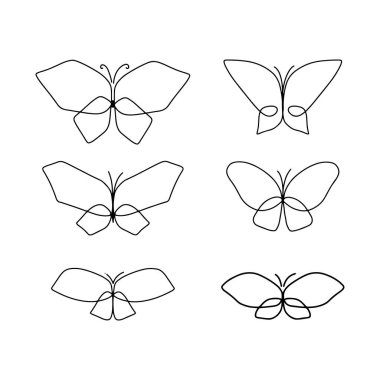 Beyaz arka planda kelebek ikonu, çizgi tarzı, vektör illüstrasyonu. Kelebek dövmesi, Kelebek Çizgisi İllüstrasyonu. 
