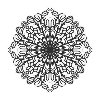 Henna, Mehndi, dövme, dekorasyon için mandala şeklinde dairesel desen. Etnik doğu tarzında dekoratif süs. Boyama kitabı sayfası.