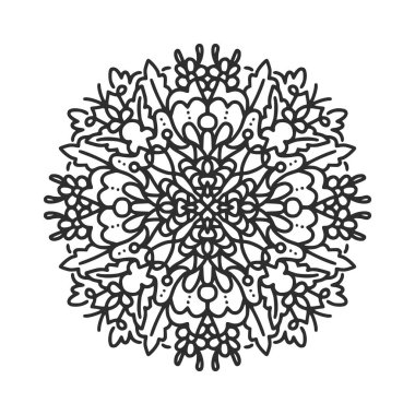 Henna, Mehndi, dövme, dekorasyon için mandala şeklinde dairesel desen. Etnik doğu tarzında dekoratif süs. Boyama kitabı sayfası.