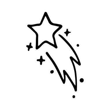 Yıldızlar ve parıltılar karalama çizimi. Parılda, göz kırp, havai fişek, sim silueti ve çizim tarzında parıldayan semboller. El çizimi vektör çizimi beyaz arkaplanda izole edildi
