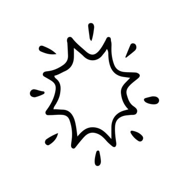 Yıldızlar ve parıltılar karalama çizimi. Parılda, göz kırp, havai fişek, sim silueti ve çizim tarzında parıldayan semboller. El çizimi vektör çizimi beyaz arkaplanda izole edildi