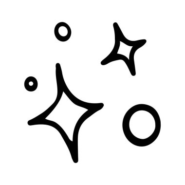 Yıldızlar ve parıltılar karalama çizimi. Parılda, göz kırp, havai fişek, sim silueti ve çizim tarzında parıldayan semboller. El çizimi vektör çizimi beyaz arkaplanda izole edildi