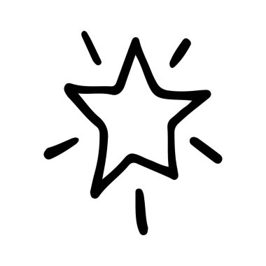 Yıldızlar ve parıltılar karalama çizimi. Parılda, göz kırp, havai fişek, sim silueti ve çizim tarzında parıldayan semboller. El çizimi vektör çizimi beyaz arkaplanda izole edildi