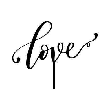 Aşk Mektubu 'yla düğün pastası üstleri. Kalp şeklinde, siluetli çift. Vektör lazer kesme dosyaları. Yemek, kek süsü. Pasta Toplayıcı tasarımı el yazısı Celebration poster adn lazer kesimi için mükemmel.