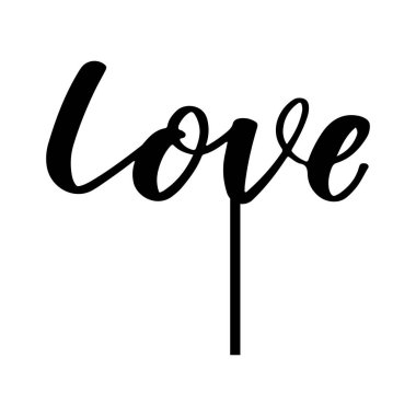 Aşk Mektubu 'yla düğün pastası üstleri. Kalp şeklinde, siluetli çift. Vektör lazer kesme dosyaları. Yemek, kek süsü. Pasta Toplayıcı tasarımı el yazısı Celebration poster adn lazer kesimi için mükemmel.