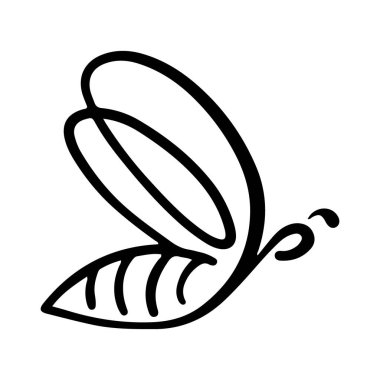 Bal arısı ikonu. Beyaz arkaplanda izole edilmiş vektör illüstrasyonu. El çizimi bir arı karalaması. Bal Arısı Dövmesi, Arı Simgesi, Arı Logosu, Arı Sembolü