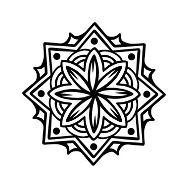 Mandala. Etnik dekoratif unsur. El çizimi arka plan. İslam, Arapça, Hintçe, sedir motifleri.