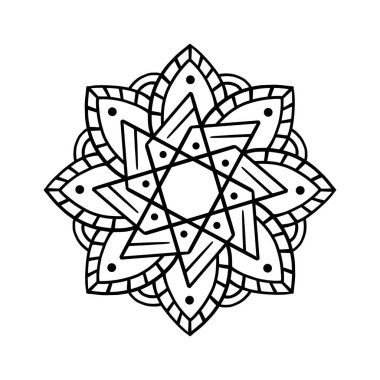 Mandala. Etnik dekoratif unsur. El çizimi arka plan. İslam, Arapça, Hintçe, sedir motifleri.