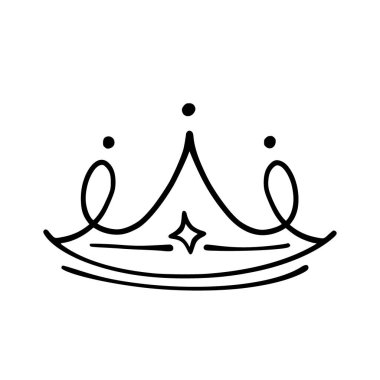 Crown ikon vektörü. İnce bir çizgi işareti. Taslak Taç İşareti. İzole edilmiş Contour Sembol İllüstrasyonu. Crown simge vektörü web ve mobil uygulama tasarımınız için beyaz arkaplanda izole edildi, Crown logo konsepti