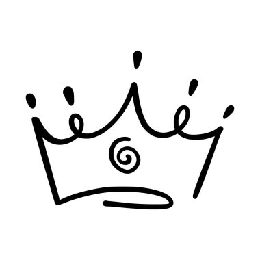 Crown ikon vektörü. İnce bir çizgi işareti. Taslak Taç İşareti. İzole edilmiş Contour Sembol İllüstrasyonu. Crown simge vektörü web ve mobil uygulama tasarımınız için beyaz arkaplanda izole edildi, Crown logo konsepti