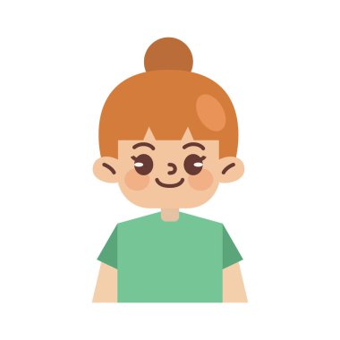 Çocuklar için Avatar Vektör İllüzyonu Beyazlar içinde izole edildi. Yüz Duyguları. Çokuluslu Kullanıcı Portresi. Düz Çizim