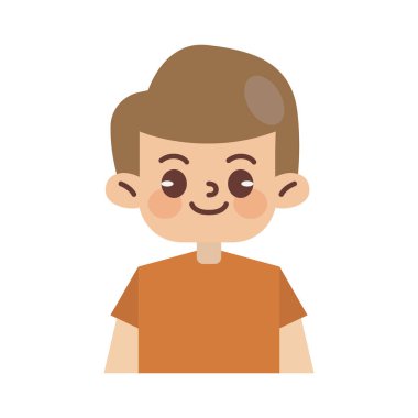 Çocuklar için Avatar Vektör İllüzyonu Beyazlar içinde izole edildi. Yüz Duyguları. Çokuluslu Kullanıcı Portresi. Düz Çizim