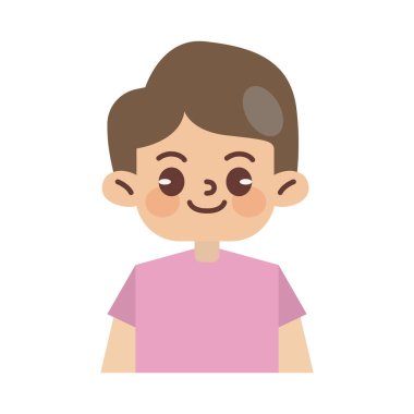 Çocuklar için Avatar Vektör İllüzyonu Beyazlar içinde izole edildi. Yüz Duyguları. Çokuluslu Kullanıcı Portresi. Düz Çizim