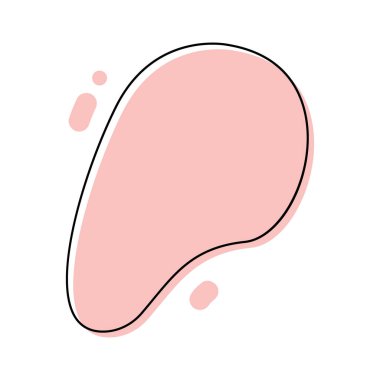 Soyut Akışkan Şekil. Organik amip damlası şekli soyut pastel renk ve çizgi vektör çizimi beyaz arkaplanda izole. Düzensiz yuvarlak leke, grafik elementi. Çizgi çemberi ile Doodle düşer