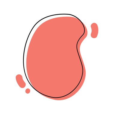 Soyut Akışkan Şekil. Organik amip damlası şekli soyut pastel renk ve çizgi vektör çizimi beyaz arkaplanda izole. Düzensiz yuvarlak leke, grafik elementi. Çizgi çemberi ile Doodle düşer