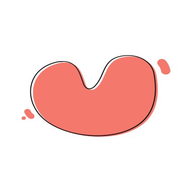 Soyut Akışkan Şekil. Organik amip damlası şekli soyut pastel renk ve çizgi vektör çizimi beyaz arkaplanda izole. Düzensiz yuvarlak leke, grafik elementi. Çizgi çemberi ile Doodle düşer