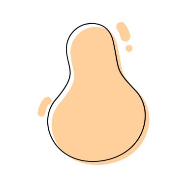 Soyut Akışkan Şekil. Organik amip damlası şekli soyut pastel renk ve çizgi vektör çizimi beyaz arkaplanda izole. Düzensiz yuvarlak leke, grafik elementi. Çizgi çemberi ile Doodle düşer