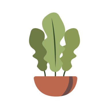 Beyaz arka planda çiçek saksıları içinde sevimli bitkiler. Saksı Bitkisi İllüstrasyonu.