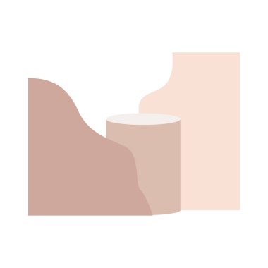 Arka plan vektör illüstrasyon podyumu ve asgari duvar sahnesi, podyum minimum soyut arkaplan. Soyut şekil mavi pastel. Podyum modern platformda sahne ürünü.