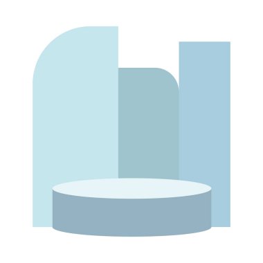 Arka plan vektör illüstrasyon podyumu ve asgari duvar sahnesi, podyum minimum soyut arkaplan. Soyut şekil mavi pastel. Podyum modern platformda sahne ürünü.